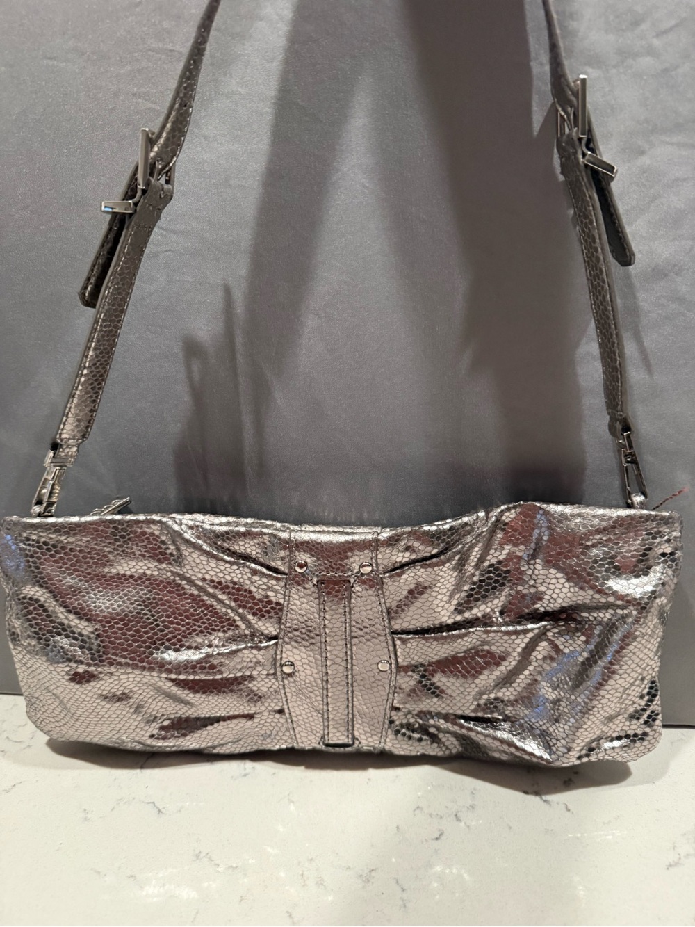 Kooba Metallic Silver Textured Shoulder Bag